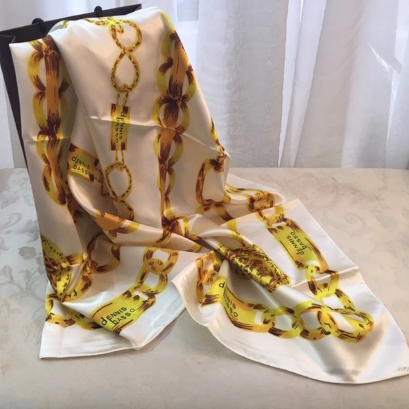 dennis basso Accessories - dennis basso Signature Gold Chain silk scarf